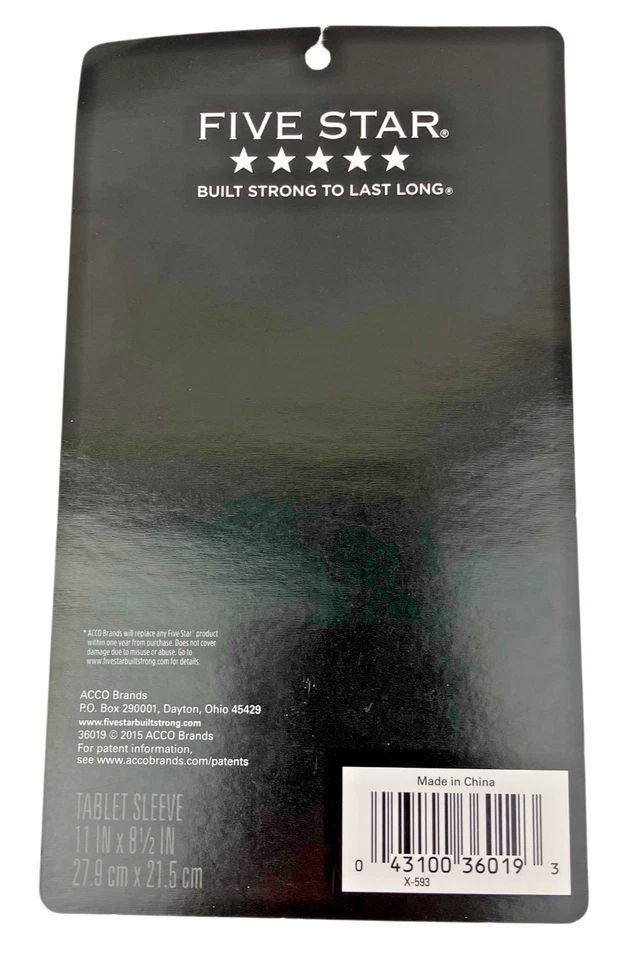 Mead Five Star Binder-Ready Tablet Sleeve 11" x 8.5" NEW - Image 2 of 4