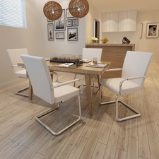 4x Sedie da Pranzo a Sbalzo in Similpelle Bianche Moderne Sala Seggiole vidaXL