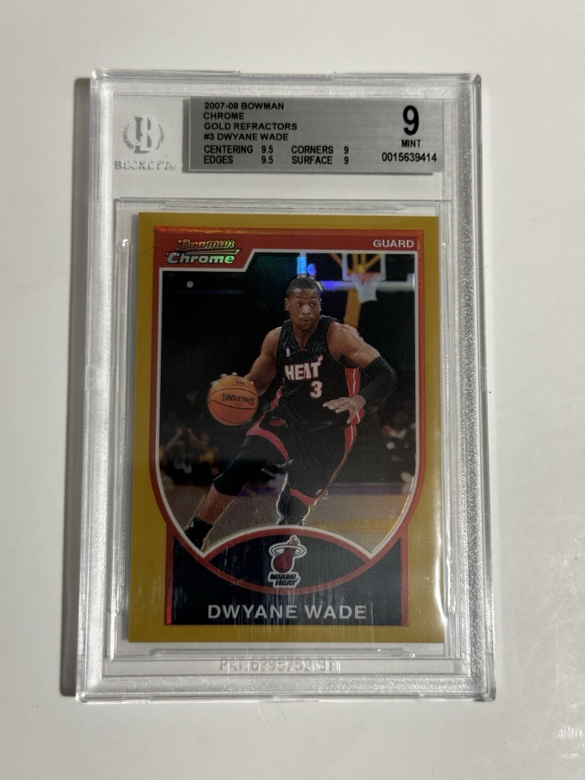 2007-08 Bowman Chrome Gold Refractor #3 Dwyane Wade /99