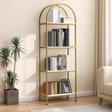 Arched 4/5-Tier Bookshelf Industrial Design Metal Frame Open Display Bookcase