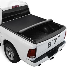 Soft Roll-up Truck Bed Tonneau Cover Compatible with 2009-2025 Dodge Ram 1500