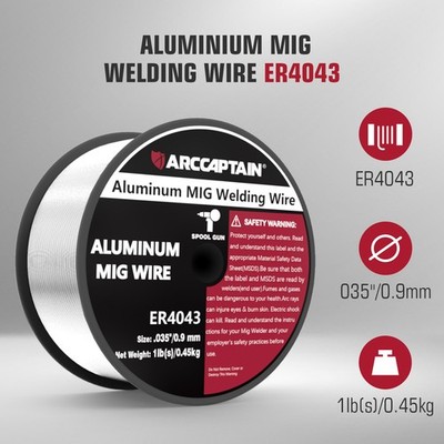 ARCCAPTAIN Silicon Aluminum Mig Welding Wire ER4043 .035'' 1 Pound Spool Roll New