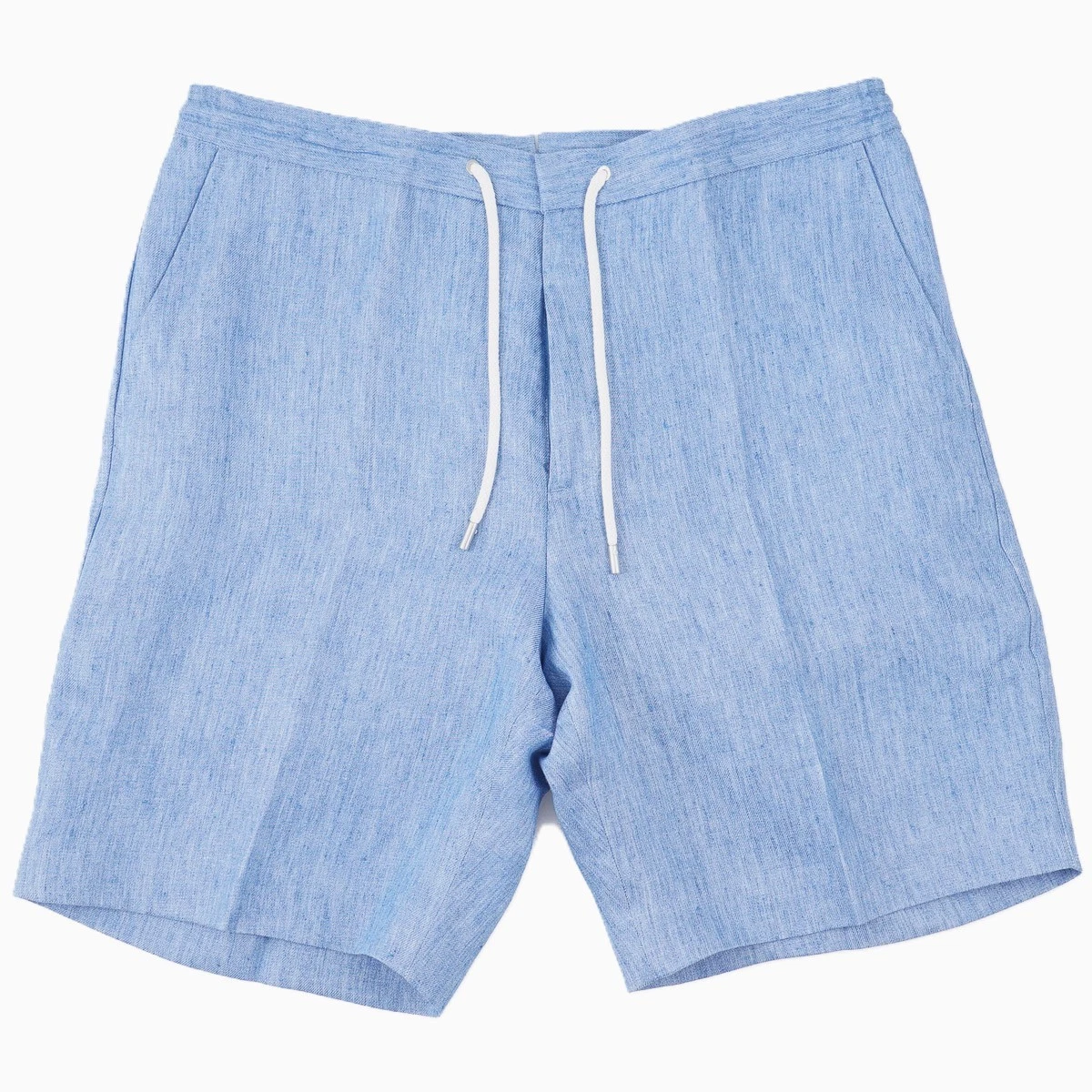 Brett Johnson Sky Blue Woven Solbiati Linen Drawstring Shorts L (35-36) NWT