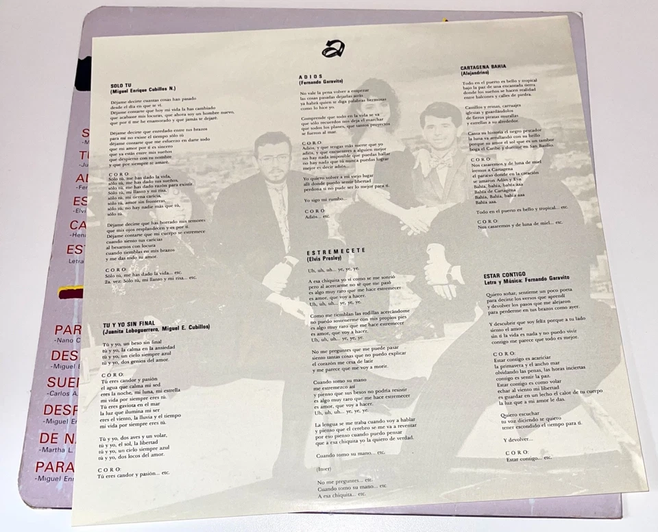 Madrigal - Solo Tu - CBS Colombia 1989 -RARE press - Insert - Image 3 of 4