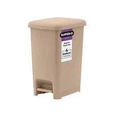 Slim Step On Trash Can, Beige Waste Bin with Foot Pedal Lid 26 Liter, Kitchen...