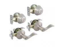 DEFIANT KEYED ENTRY Naples Satin Nickel Single Cylinder LEVERS Project Pack