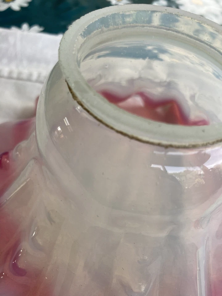 tulipe verre Lampe A Pétrole Abat-jour Rose Légère Imperfection - Photo 4/4