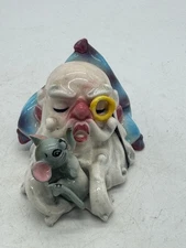 Vintage Lipper & Mann Creations Figurine Old Man and Mouse Japan-AS IS