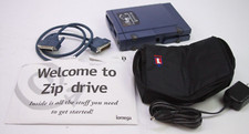 iomega Zip Disk 100 Z100P2 External Drive w/Cords Carry Case Powers On