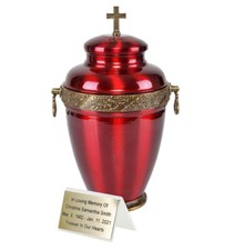 Beautiful Red Metal Cremation Urn Funeral Urn For Adult Ashes