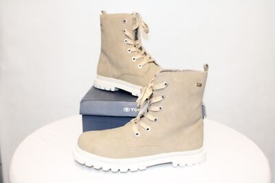 Tom Tailor 4274503 Womens Ankle Boots Beige EU Size 40 New Invoice VAT