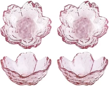4Pcs Glass Sakura Shape Small Seasoning Dishes Dipping Bowls Appetizer Plates,3.