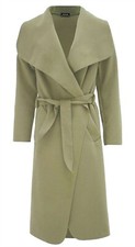 Women's Long Duster Jacket French Belted Trench Waterfall Coat Ladies Italian 