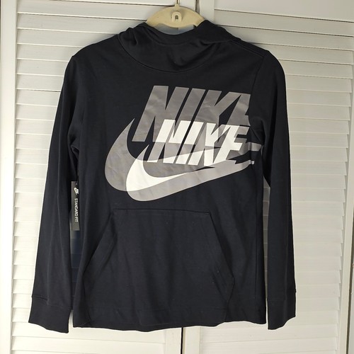 NWT Nike Boys Black Logo Hoodie Medium