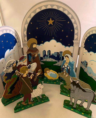 Vintage 1991 Lillian Vernon Folding Wood Handcrafted Nativity Set #6863 - 第 1/12 張圖片