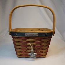 Longaberger 2001 Inaugural Basket Red, Blue, Stars with Handle and Liner
