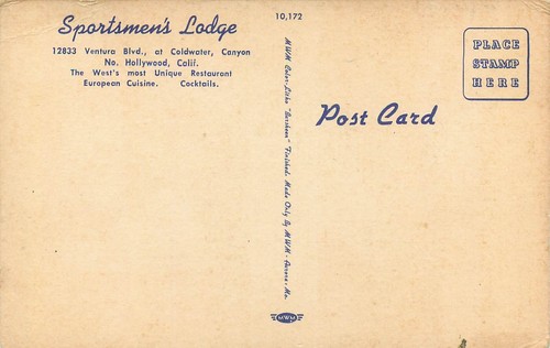 SPORTSMAN'S LODGE, BAR, NORTH HOLLYWOOD, KALIFORNIEN, VINTAGE POSTKARTE (SV 276) - Bild 2 von 2