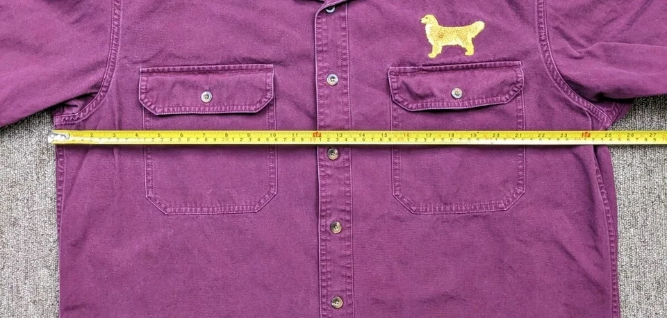 Camisa con botones CABELA'S para hombre LT lona granate manga larga perro dorado retriever Foto 4 de 4