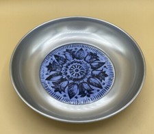 Vintage BW Buenilum blue and white aluminum tile bowl made in the USA 1970