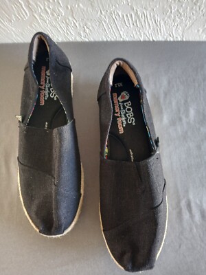 Women's Bob's Skechers Black Memory Foam Rope Wedge Shoes Size 8.5 *Worn Once*