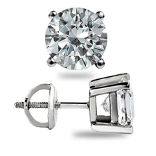 3.0Ct Round Cut GRA Moissanite Stones 14K White Gold Stud Earrings Screw Bk Gift