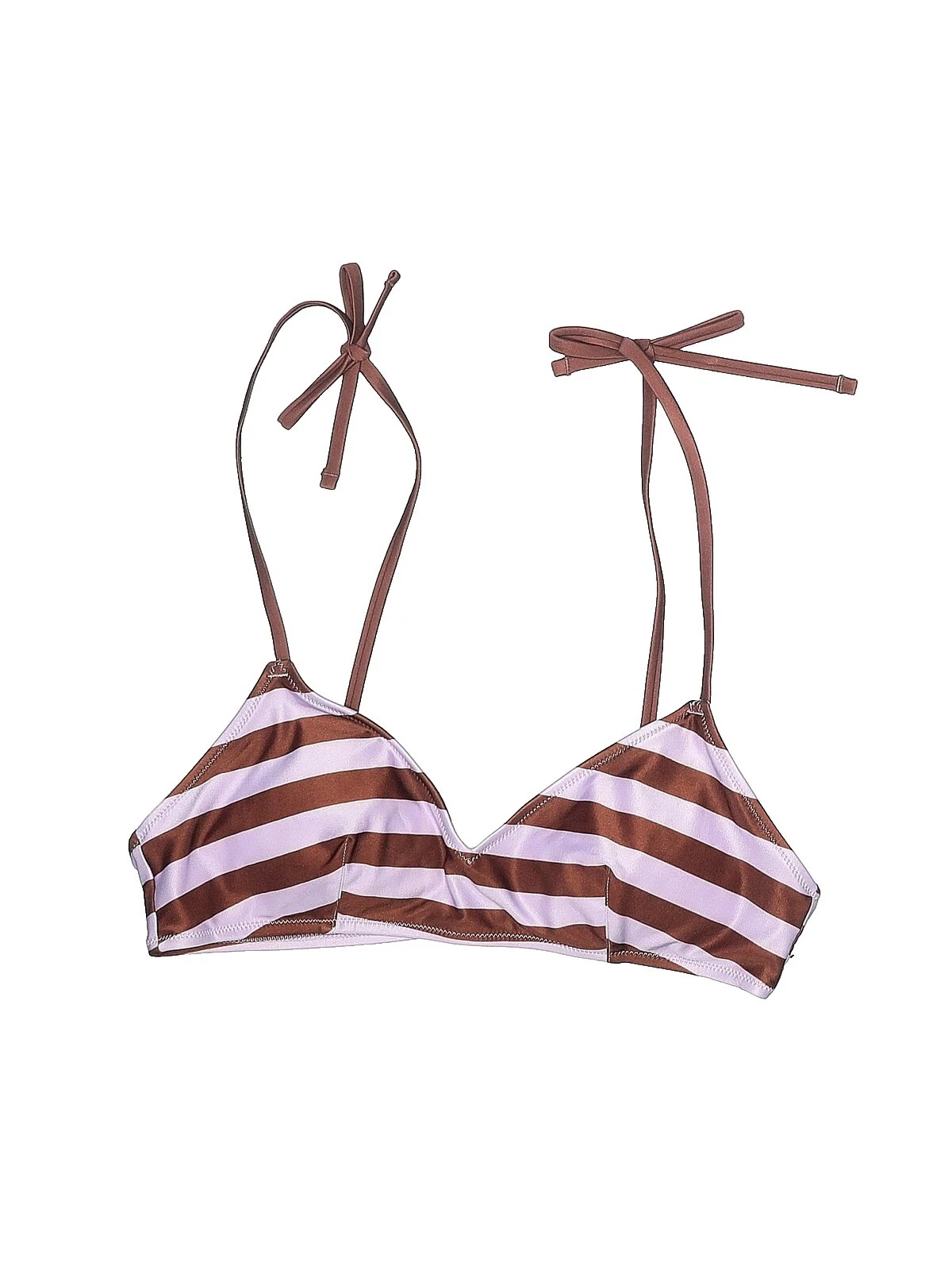 Brown Striped Top Swimwear for Women