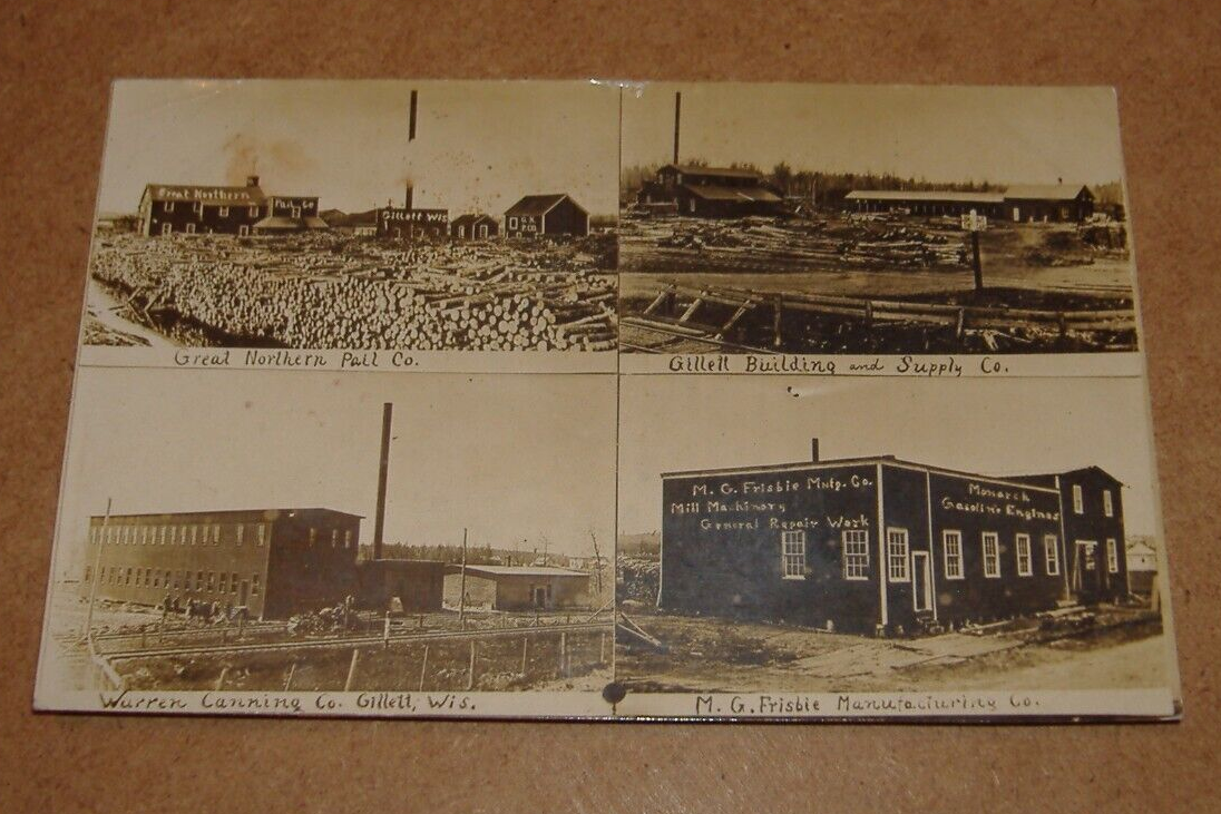 c1910 Multi Business Town View Gillett Wisconsin RPPC WI eBay