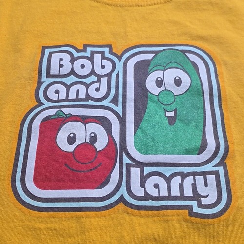 Kid's Big Idea Veggie Tales Bob & Larry Retro Style T-Shirt Y2K Goldenrod S - Picture 4 of 8