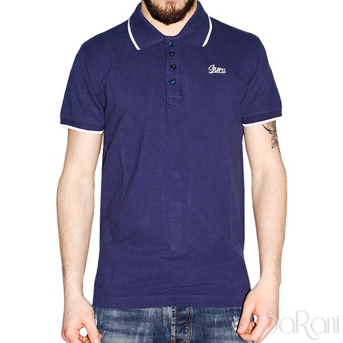 Polo Uomo GURU Sport Cotone Maniche Corte Colletto T-Shirt Blu Tinta unita  Slim | eBay