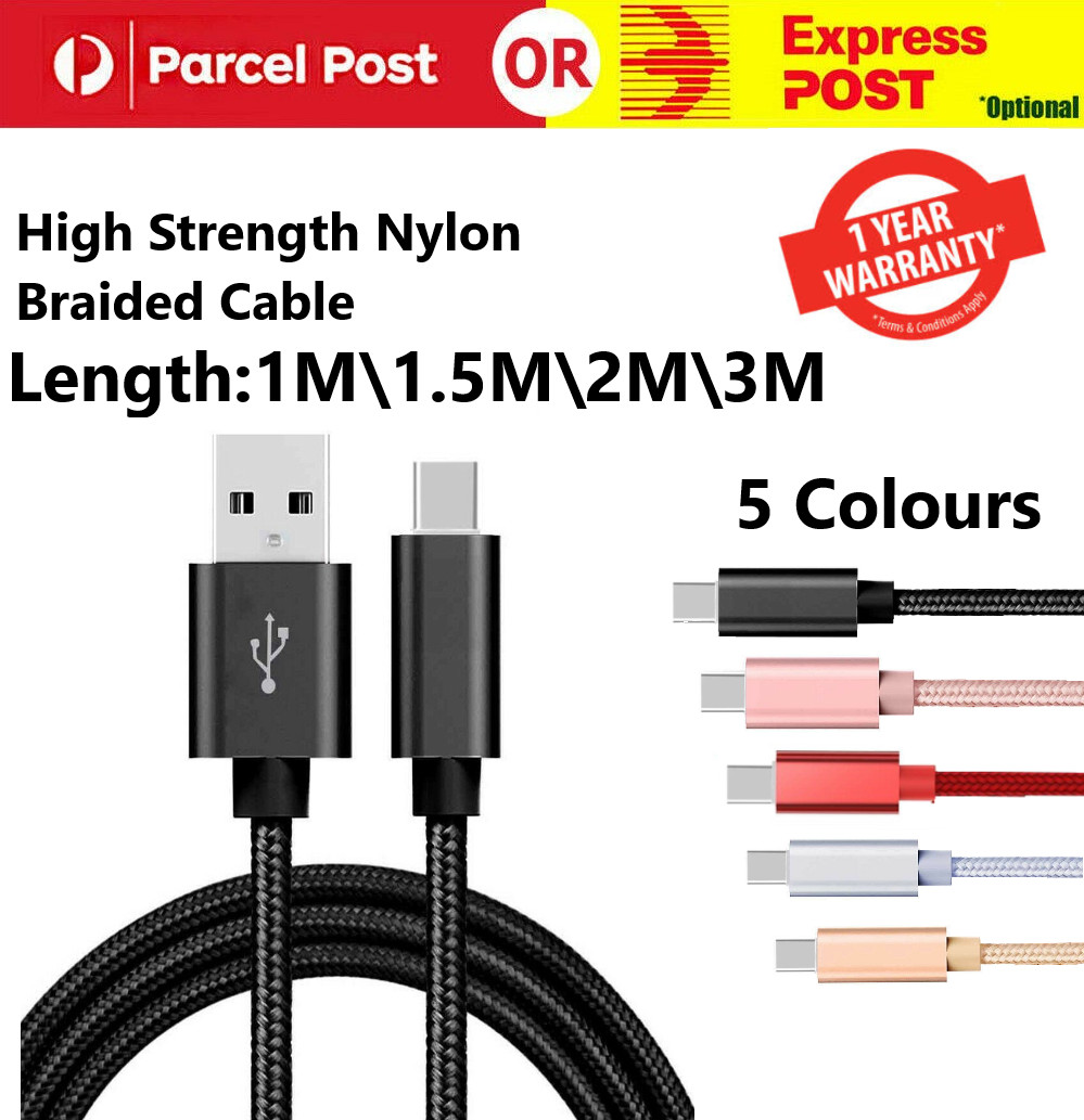 Au USB-C Type C Data Cable Fast Charge For Samsung S22 S21 S20 Ultra S10 S9 S8