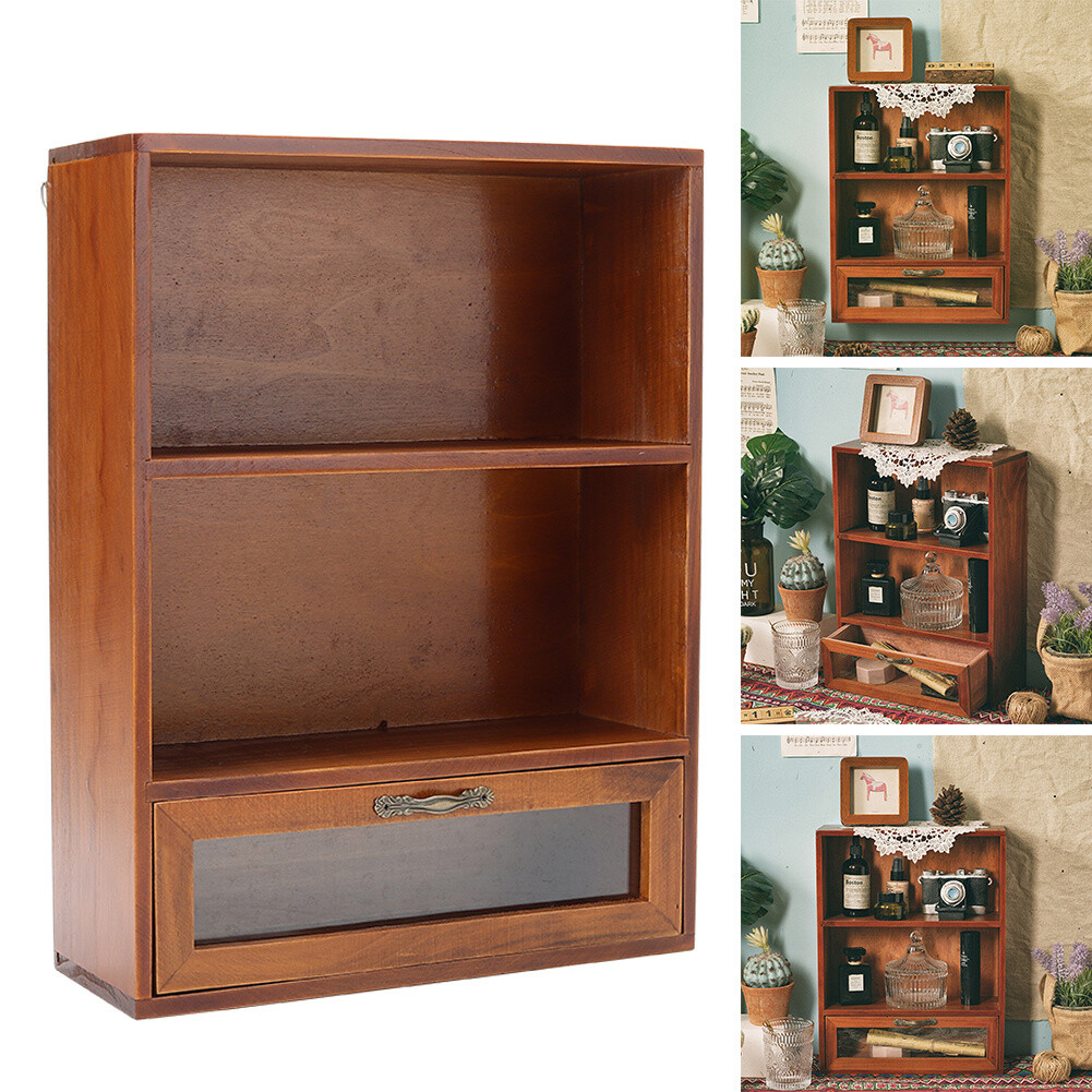 Rustic Floating Shelves Wall Hanging Wooden Storage Shelf Desktop