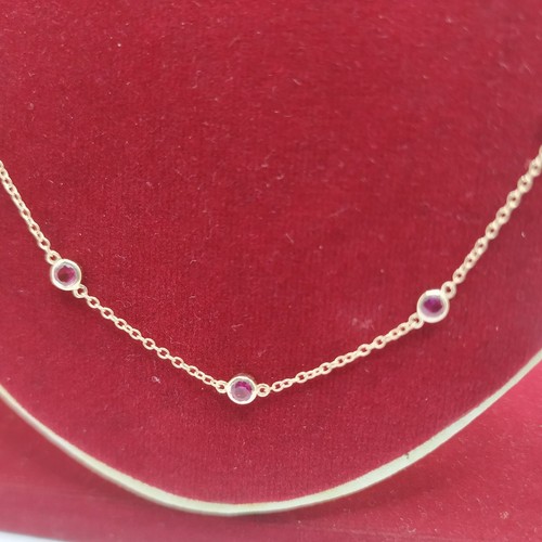 1.00CT Brilliant Cut Lab-Created Ruby 9 Station Necklace in 14K Rose Gold Plated - Picture 7 of 14