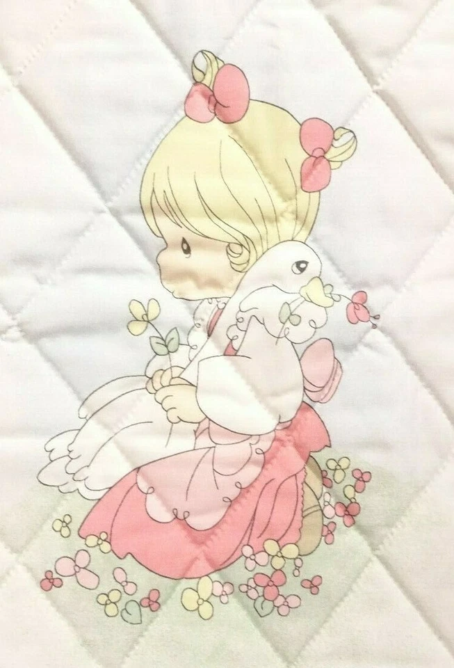 Nuevo Edredón Bebé Hecho a Mano / Colgante de Pared "Preciosos Momentos" Niñas con Patos 44" H Foto 3 de 4