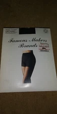 NIP~VTG Famous Makers Brands Tummy Control Light Support Black Pantyhose Queen 