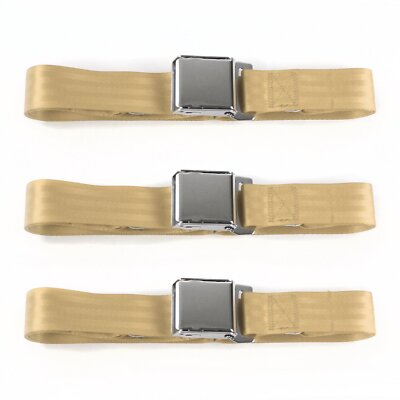AMC Gremlin 1970 - 1979 Airplane 2pt Tan Lap Bench Seat Belt Kit - 3 Belts