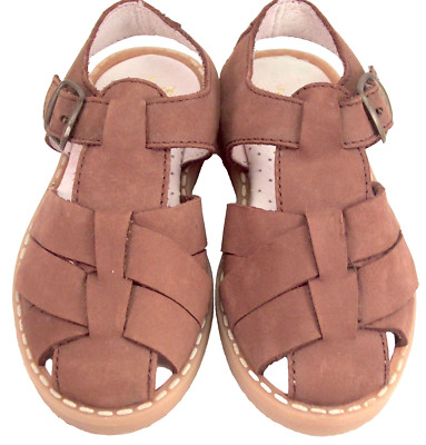 DE OSU-FARO -Spain -Boys Brown Leather Fisherman Sandals - European -Size 10.5