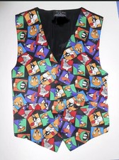 Vtg 90s Looney Tunes Mania Vest Mens L/XLBugs Tweety Sylvester Marvin Daffy Duck