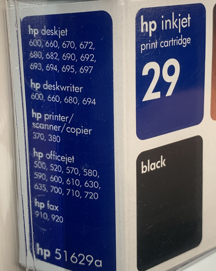 HP 29 Black Ink Inkjet Cartridges 51629A Genuine New Expired Twin