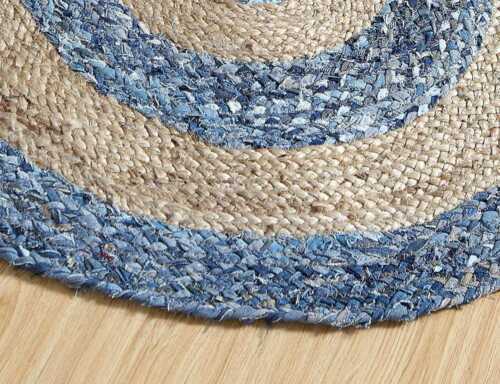 Oval Form Teppich Natur Jute & Denim Rustikal Look Bereich Teppich Bauernhaus geflochtene Teppiche - Bild 3 von 5
