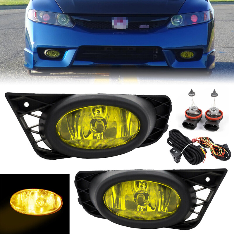 For 2009-2011 Honda Civic Sedan 4Dr JDM Yellow Lens Front Bumper