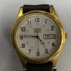vintage seiko railroad approved, Gold Plated,Day/Date,38mm, Brown Leather, men’s