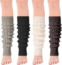 4 Pack Soft Acrylic Cable Knit Leg Warmers Women 80s Dance Yoga Winter Fashion