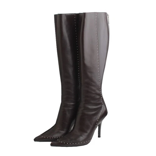 Bottes longues Dior en cuir marron foncé 240 63074045
