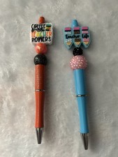 BEADABLE pens TEACHER THEME handmade silicone beads BLACK INK set of 3 NEW
