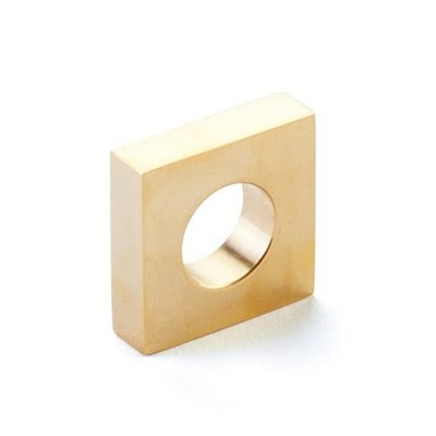 Schaub 10030-UNBR Cafe Knob Modern Oval Slot Unlacquered Brass 1'' Width, 7/8'' CC