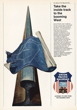 1966 Union Pacific Railroad: Inside Track Booming West Vintage Print Ad