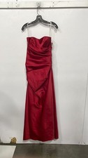 David's Bridal Womens Red Satin Strapless Ruched Back Zip Ball Gown Size 2