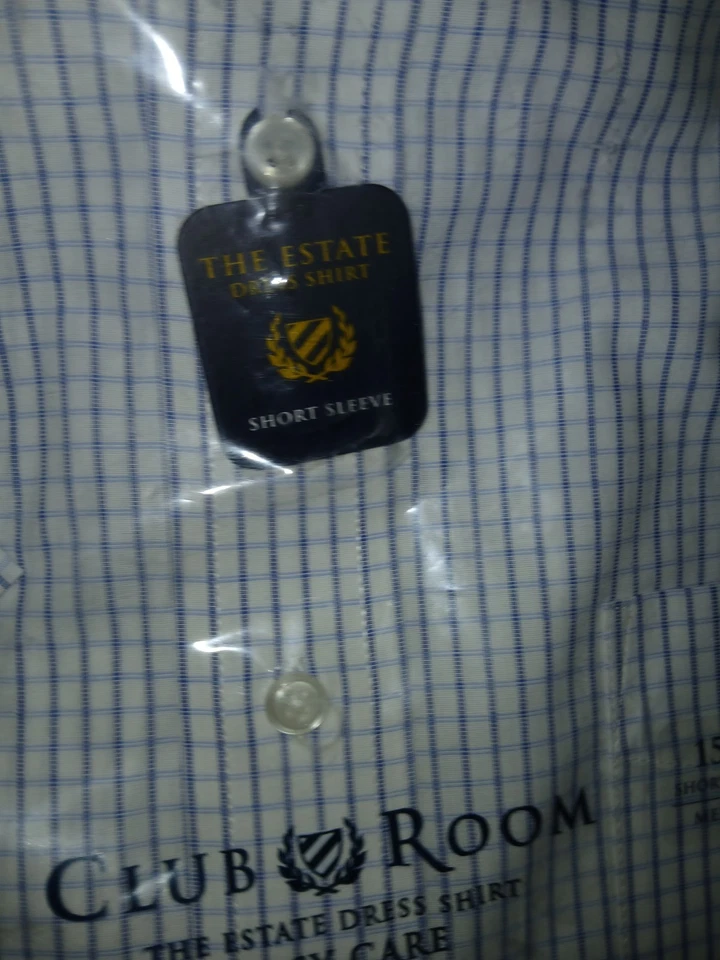 Camisa de vestir Club Room azul calce regular manga corta - mediana - 15 Foto 4 de 4