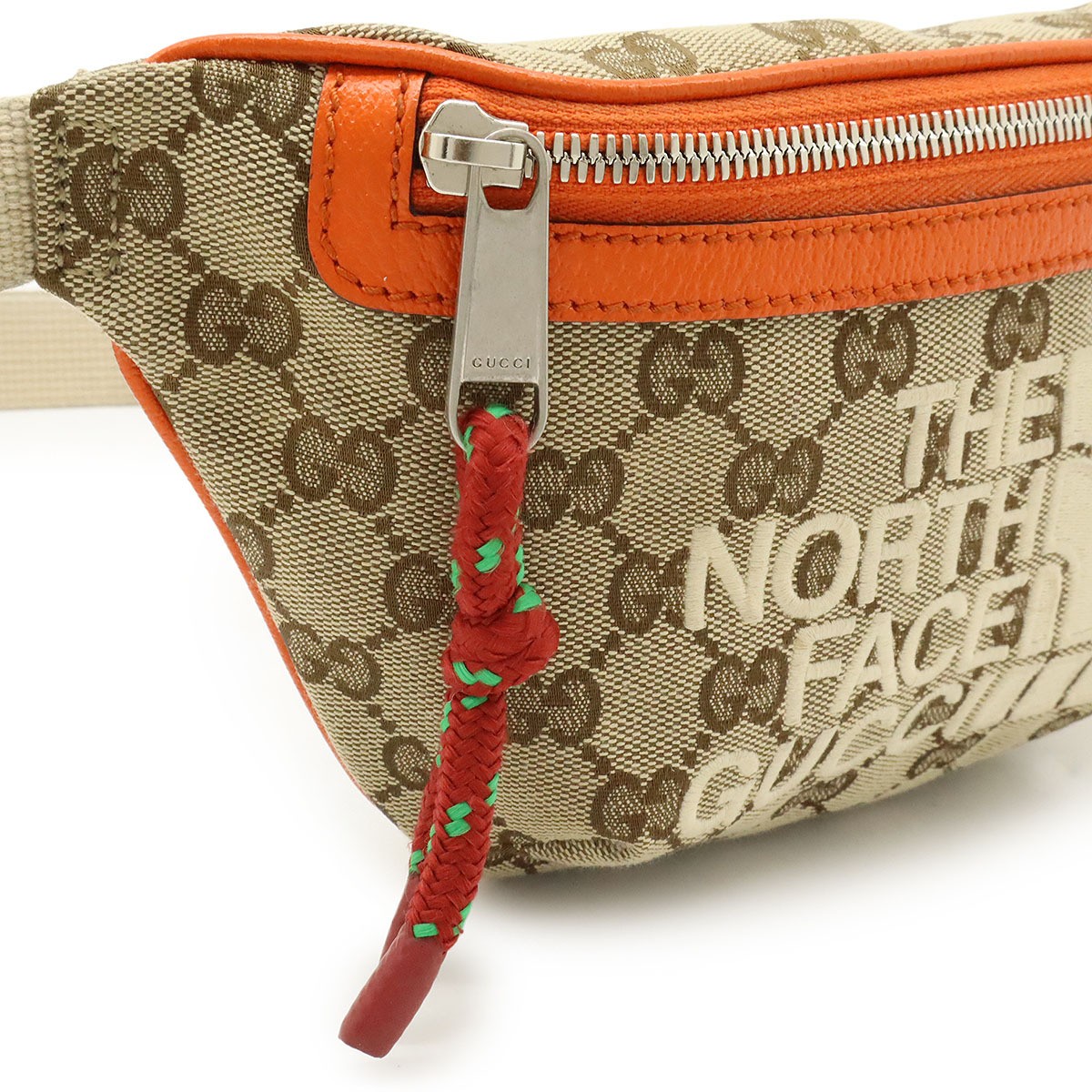 GUCCI GG Canvas Waist Bag Body Bag THE NORTH FACE Collaboration Beige Orange 650 thumbnail 6