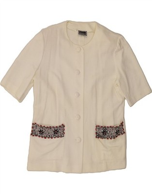 LUISA SPAGNOLI Womens Short Sleeve Blazer Jacket IT 48 XL White AP06